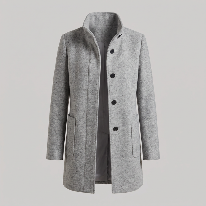 Ayla | Graceful High Collar Longline Plus Size Coat