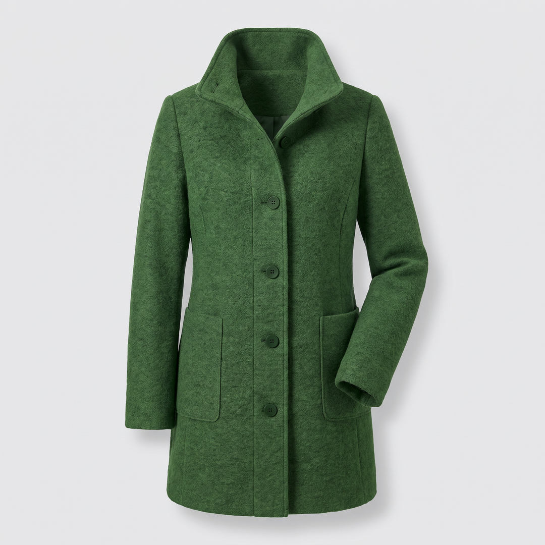 Ayla | Graceful High Collar Longline Plus Size Coat