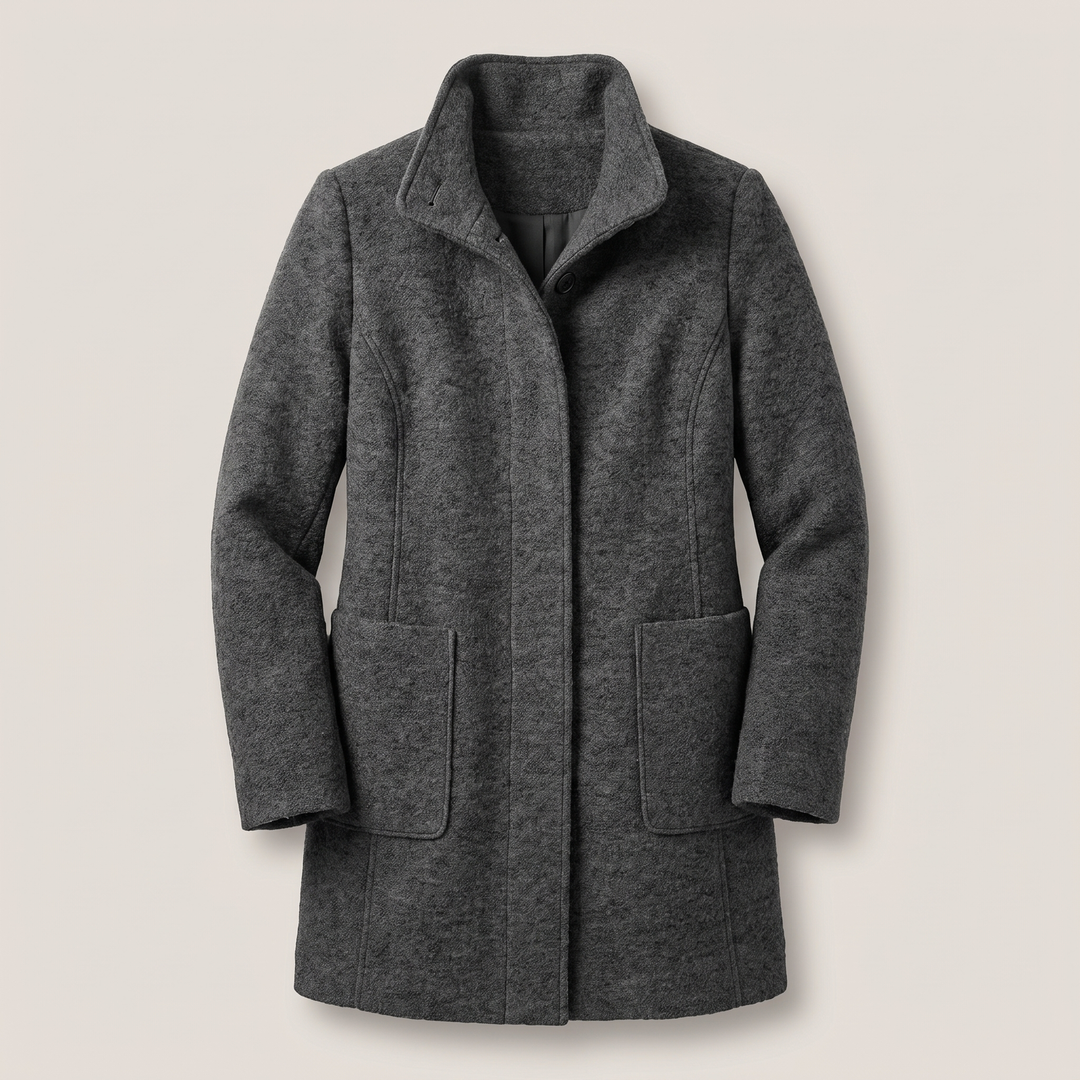 Ayla | Graceful High Collar Longline Plus Size Coat