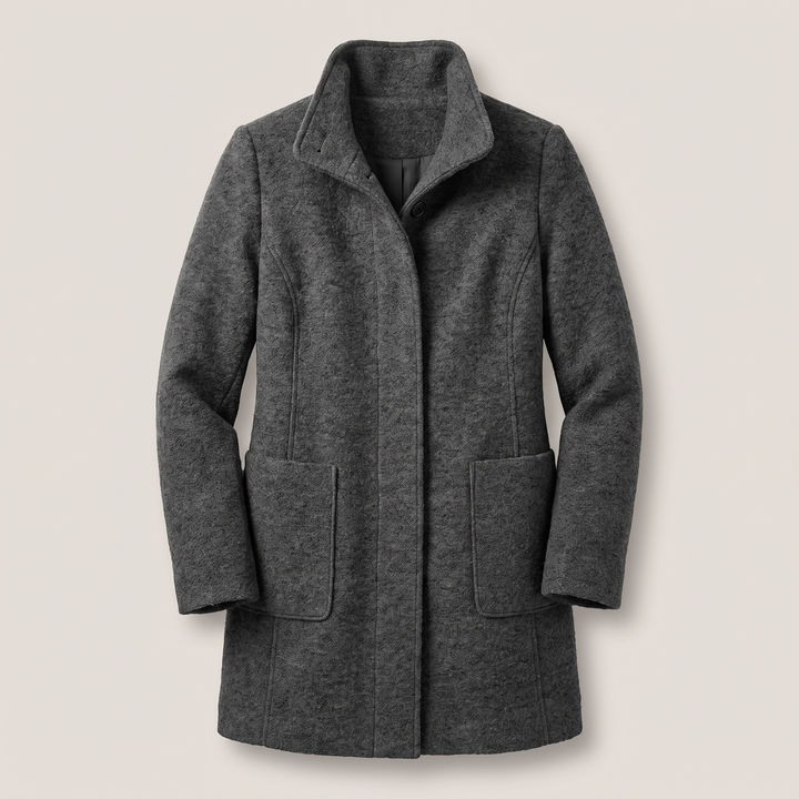 Ayla | Graceful High Collar Longline Plus Size Coat