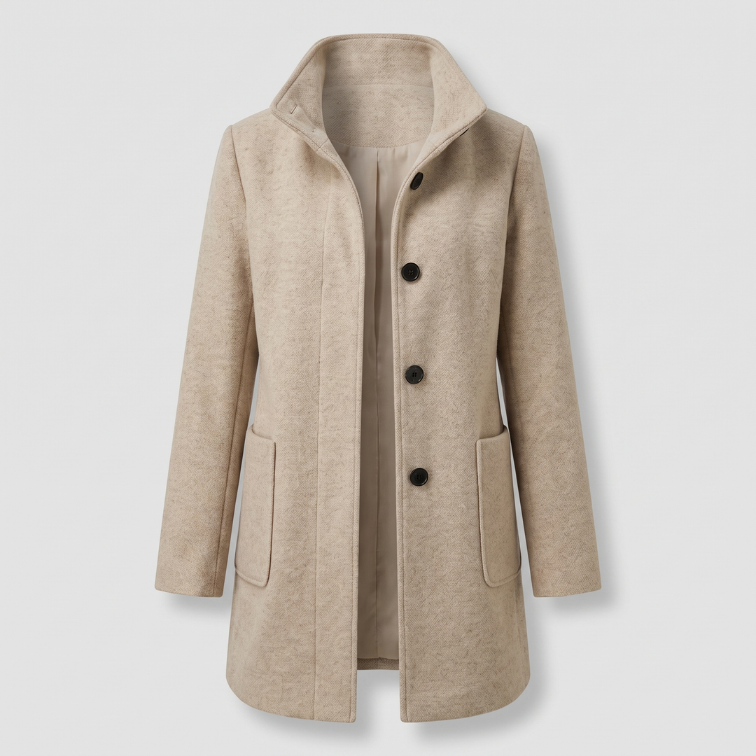 Ayla | Graceful High Collar Longline Plus Size Coat