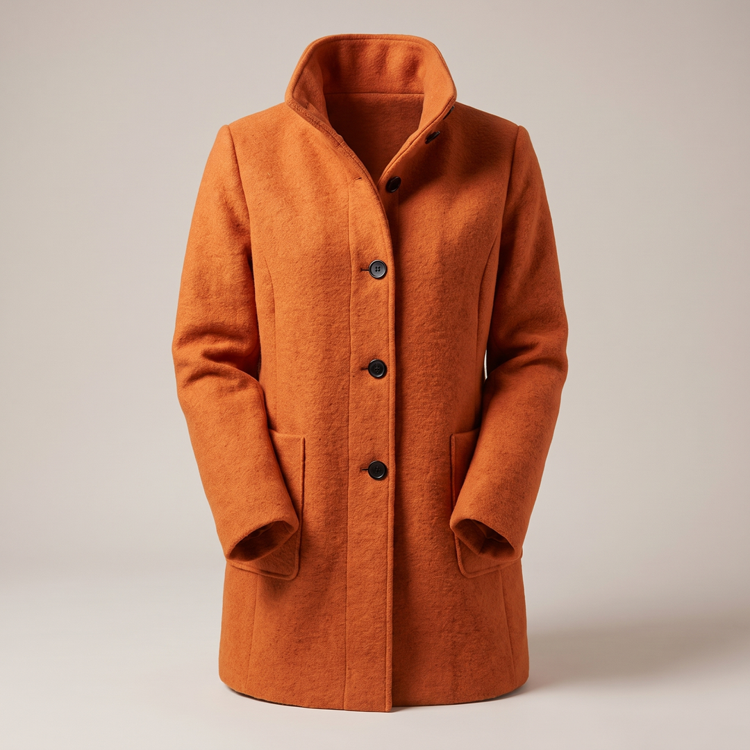 Ayla | Graceful High Collar Longline Plus Size Coat