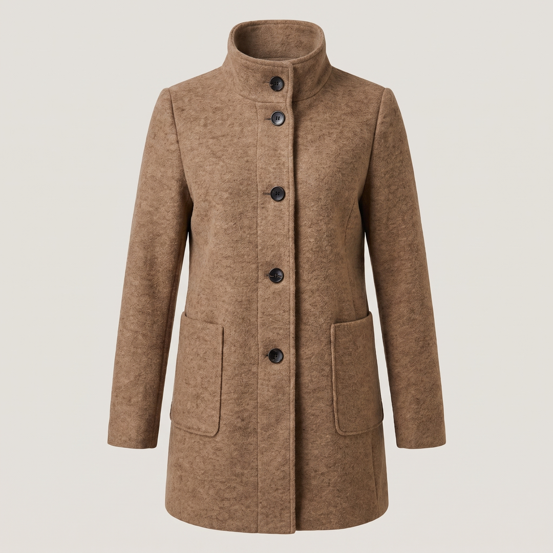 Ayla | Graceful High Collar Longline Plus Size Coat