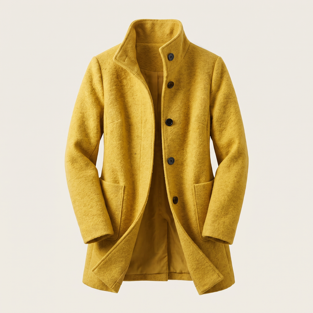 Ayla | Graceful High Collar Longline Plus Size Coat