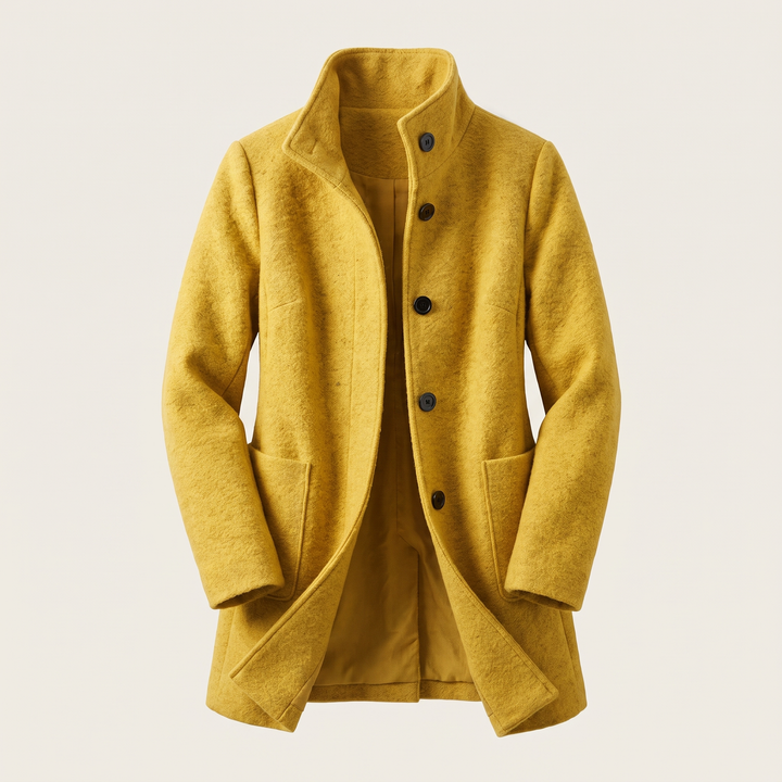 Ayla | Graceful High Collar Longline Plus Size Coat