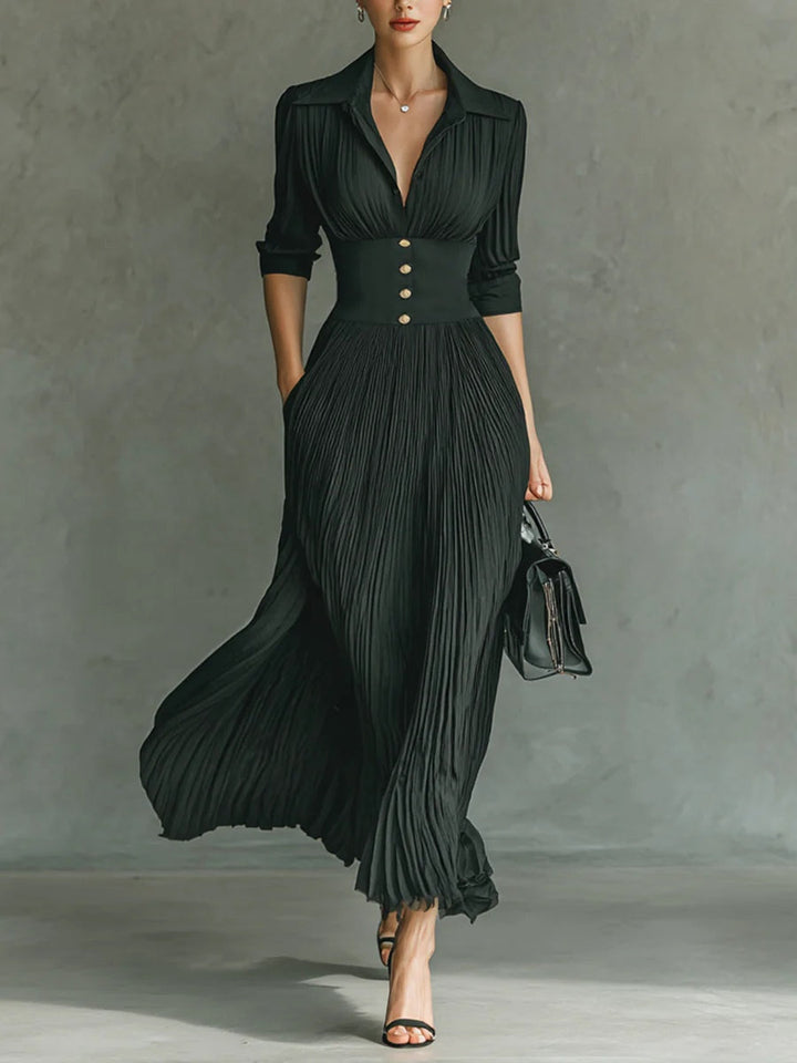 Bella | Chic Pleated Blazer Dress with Belted Waist
