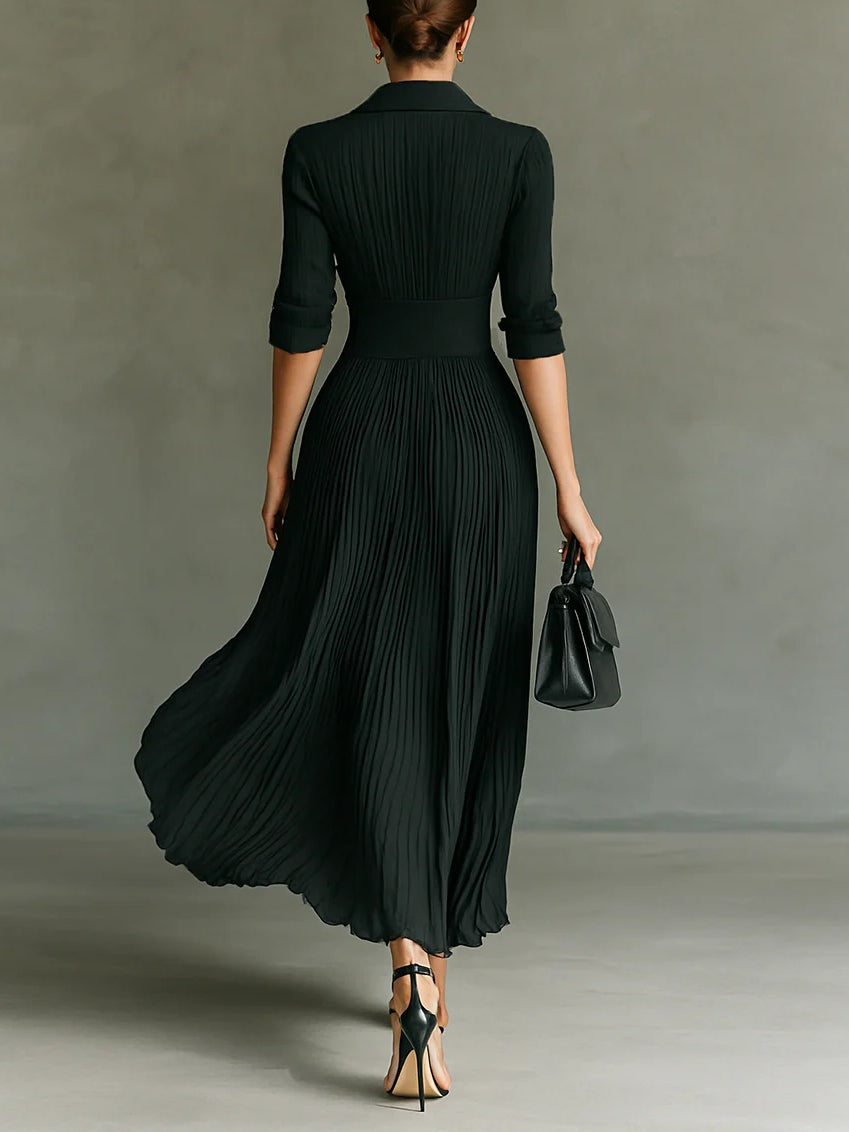Bella | Chic Pleated Blazer Dress with Belted Waist