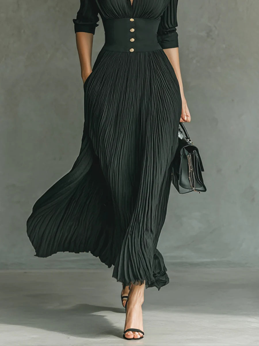Bella | Chic Pleated Blazer Dress with Belted Waist