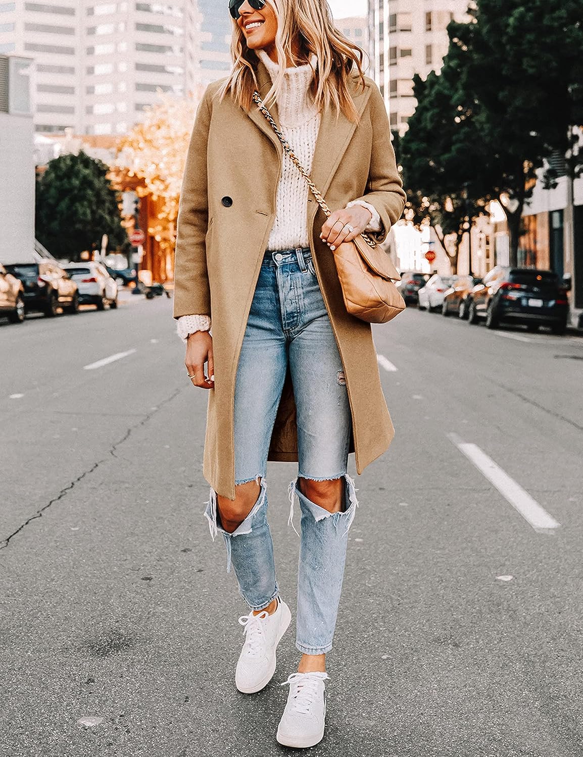 Bella | Classic Double-Breasted Longline Long Jacket