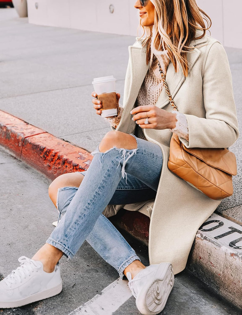 Bella | Classic Double-Breasted Longline Long Jacket