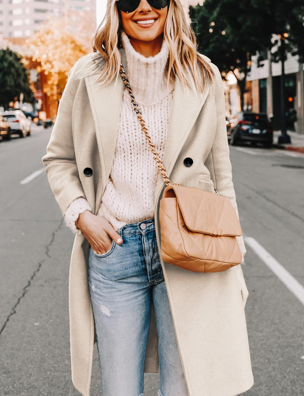 Bella | Classic Double-Breasted Longline Long Jacket