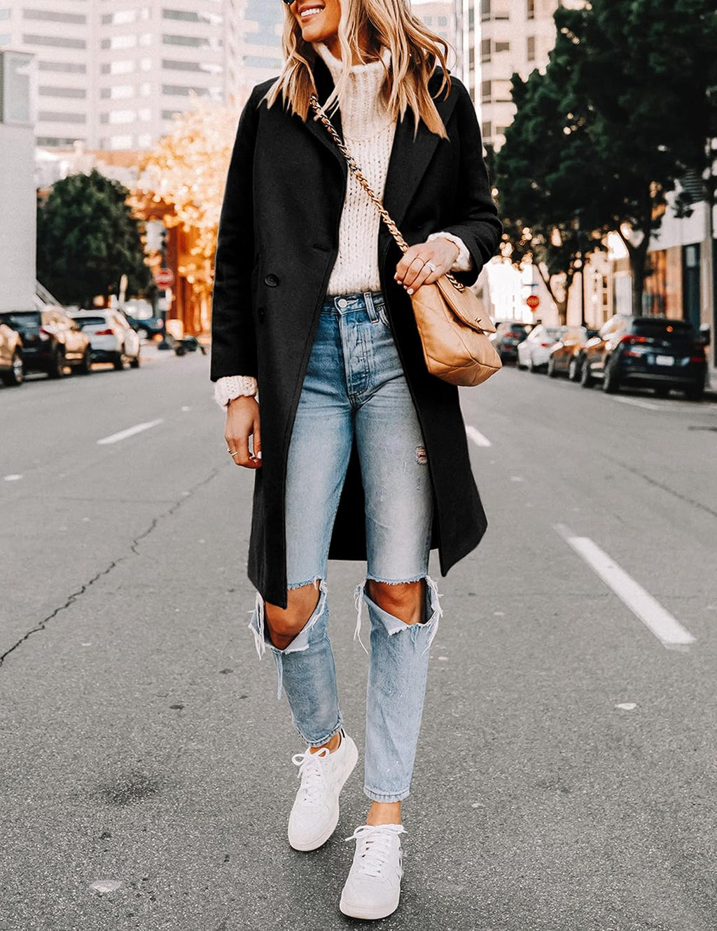 Bella | Classic Double-Breasted Longline Long Jacket
