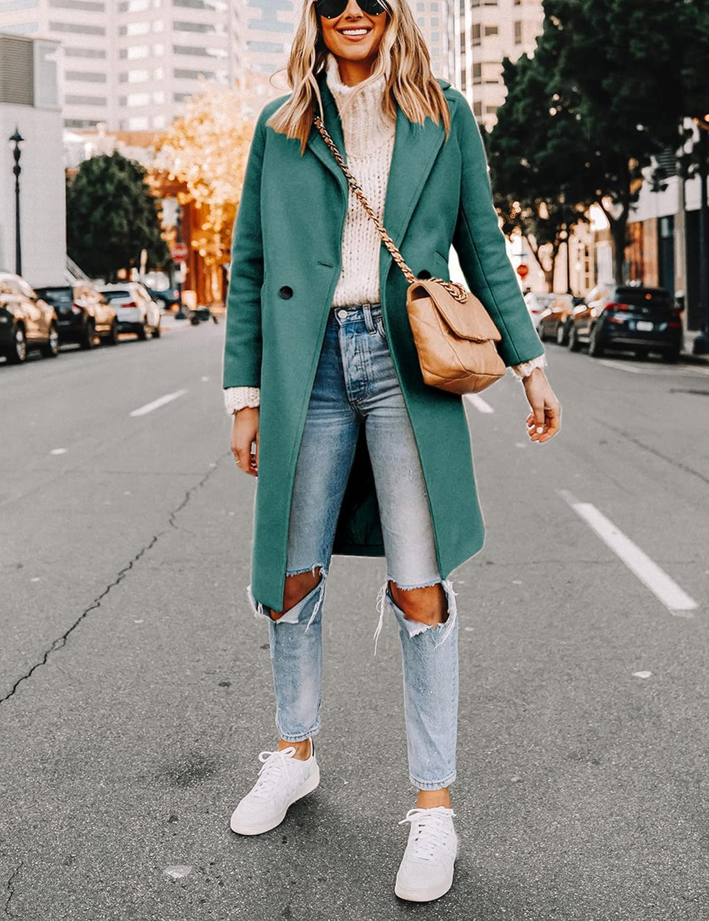 Bella | Classic Double-Breasted Longline Long Jacket