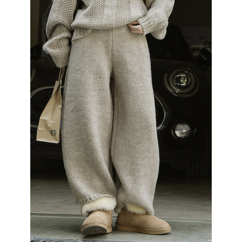 Bella | Cosy Chunky Knit Wide Leg Winter Trousers