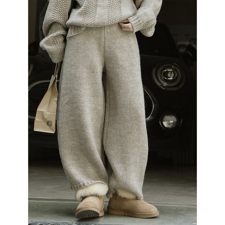 Bella | Cosy Chunky Knit Wide Leg Winter Trousers