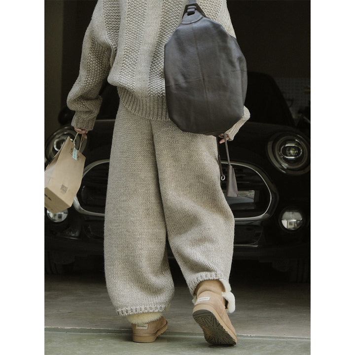 Bella | Cosy Chunky Knit Wide Leg Winter Trousers