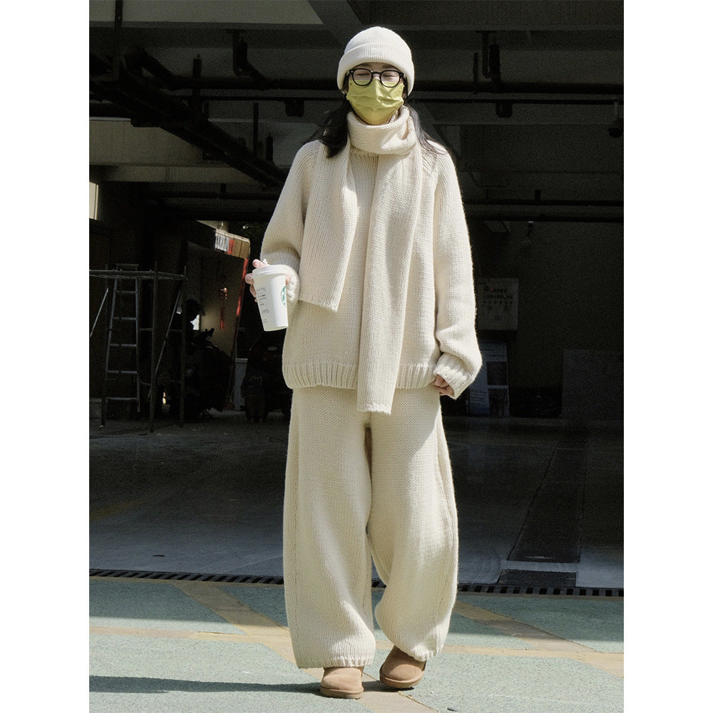 Bella | Cosy Chunky Knit Wide Leg Winter Trousers