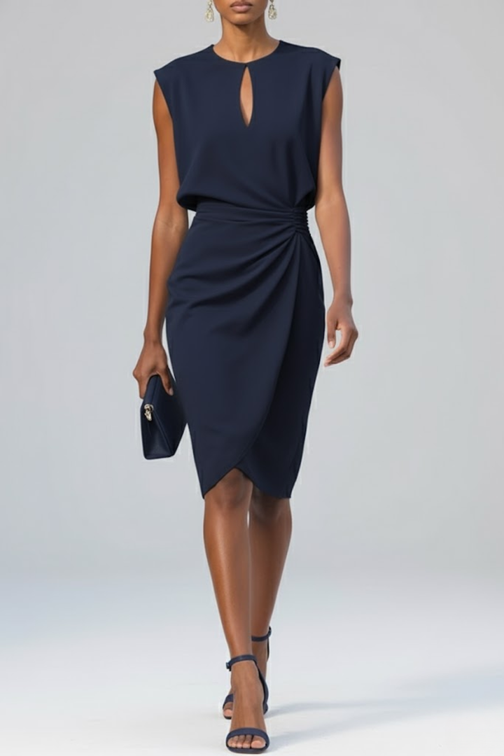 Bella | Polished Keyhole Cap Sleeve Cocktail Party Dress