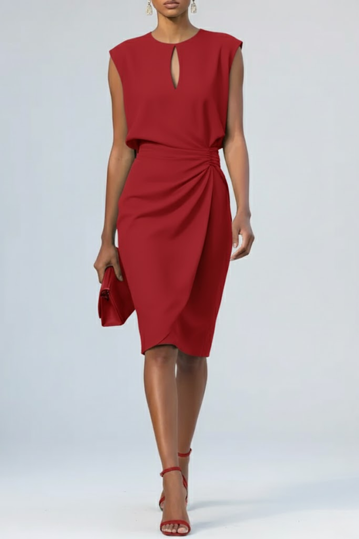 Bella | Polished Keyhole Cap Sleeve Cocktail Party Dress