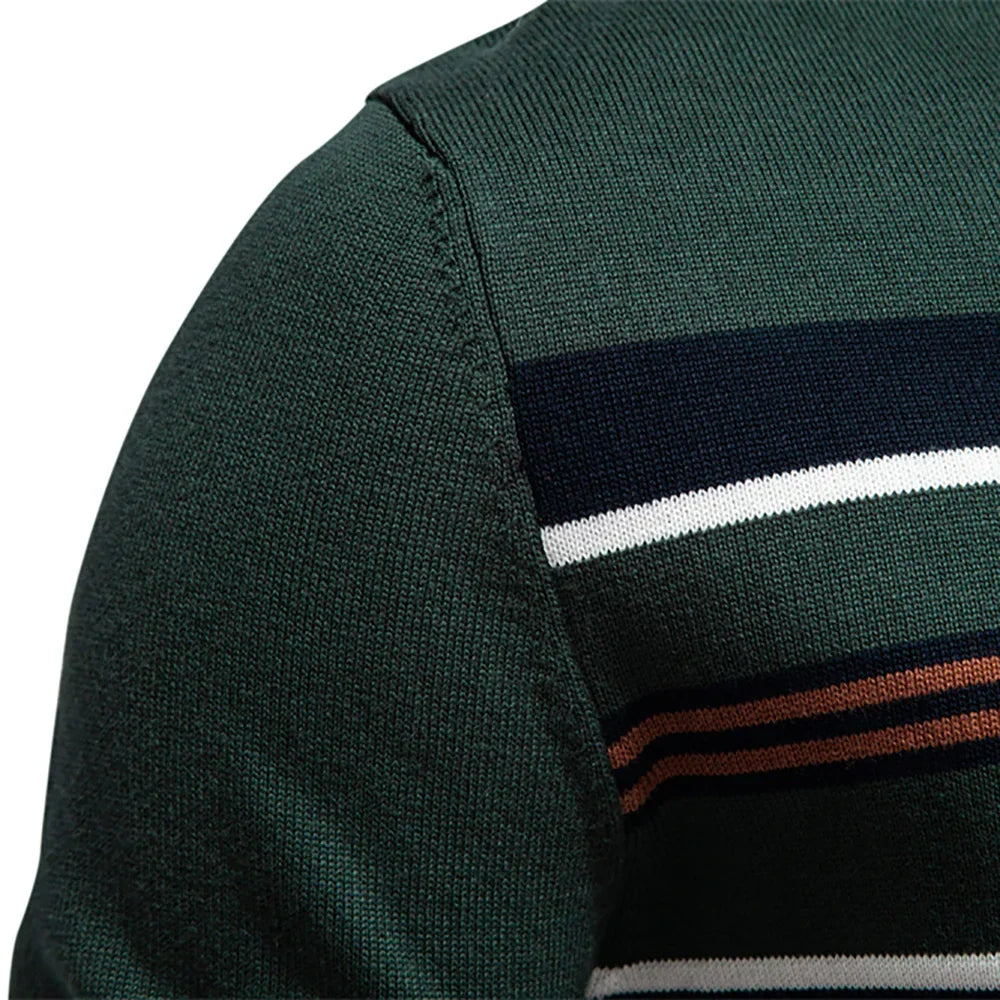 Benjamin | Classic Striped Quarter Zip Mens Knitted Jumper