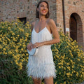 Bonnie | Effortless Sequin Fringe Feather Hem Cocktail Dress