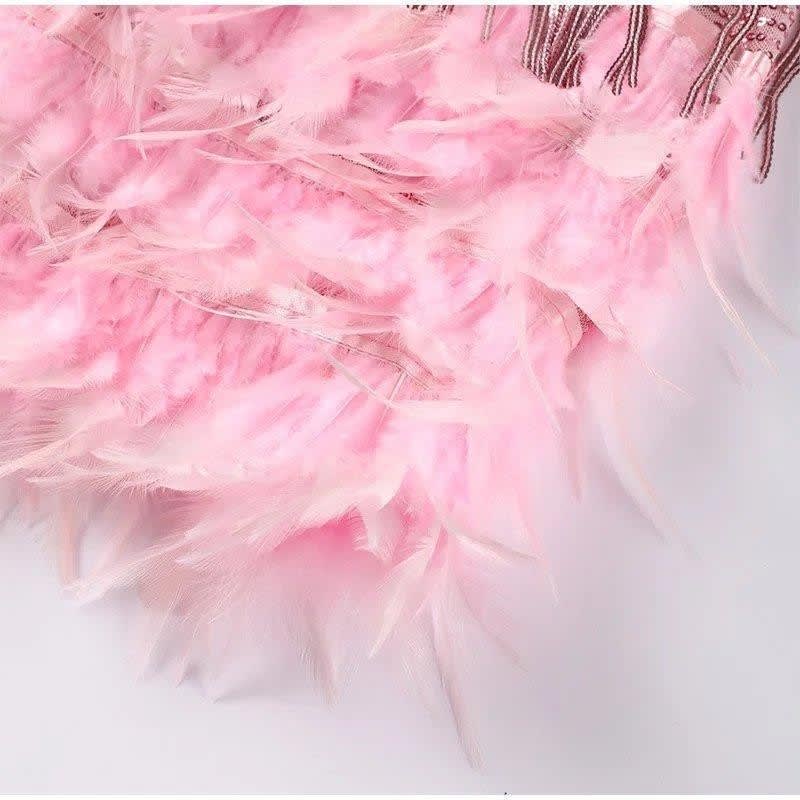 Bonnie | Effortless Sequin Fringe Feather Hem Cocktail Dress