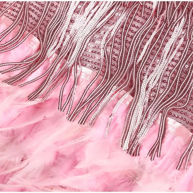 Bonnie | Effortless Sequin Fringe Feather Hem Cocktail Dress