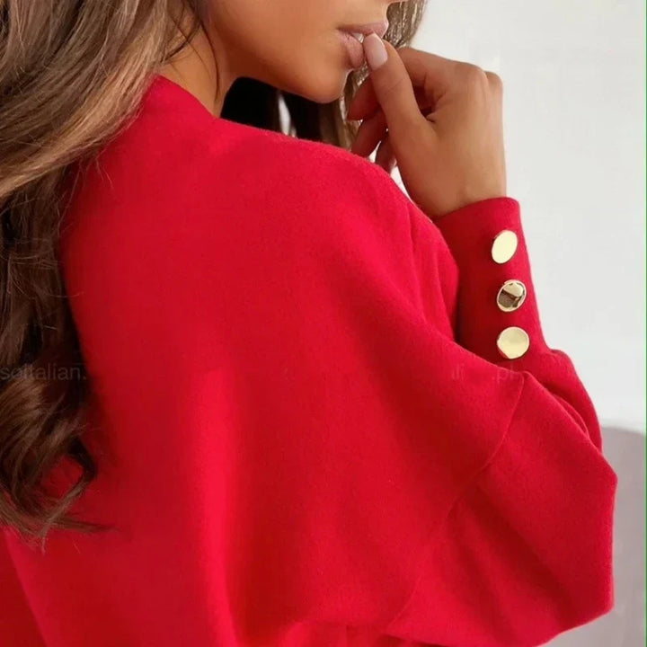 Bonnie | Effortless V-Neck Lantern Sleeve Knitted Jumper
