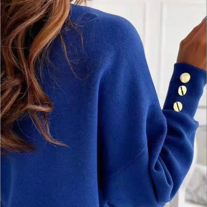 Bonnie | Effortless V-Neck Lantern Sleeve Knitted Jumper