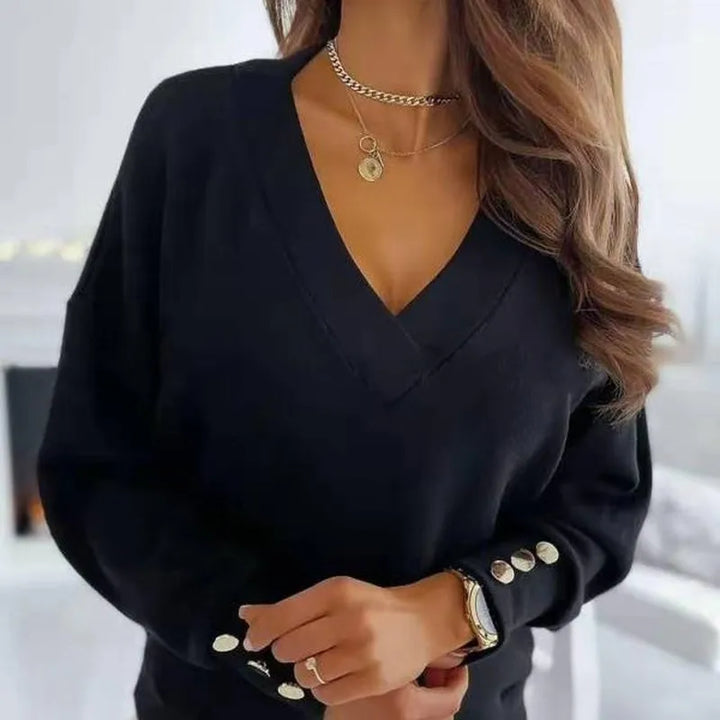 Bonnie | Effortless V-Neck Lantern Sleeve Knitted Jumper