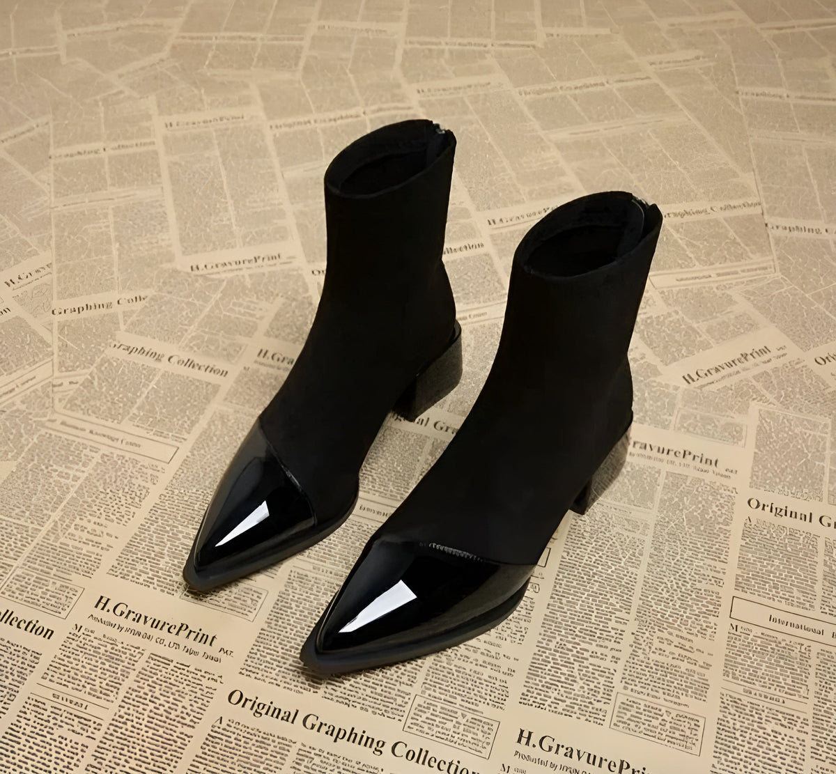 Elsie | Elegant Pointed Toe Block Heel Brown Boots