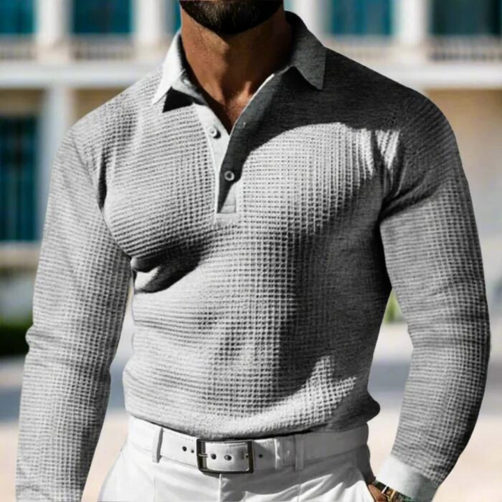 Charlie | Textured Polo Collar Mens Knitted Jumper