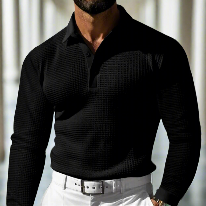 Charlie | Textured Polo Collar Mens Knitted Jumper
