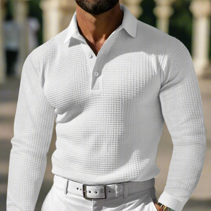 Charlie | Textured Polo Collar Mens Knitted Jumper