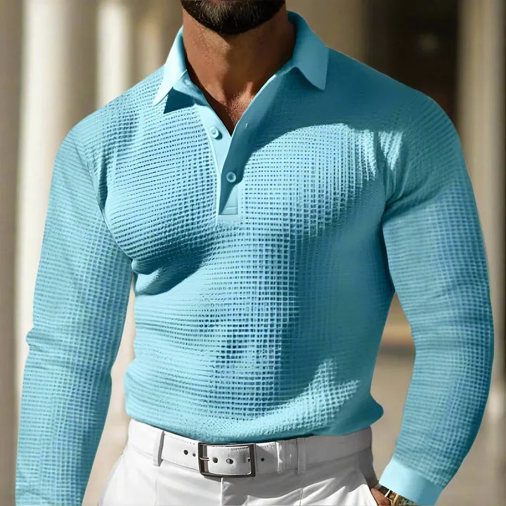 Charlie | Textured Polo Collar Mens Knitted Jumper