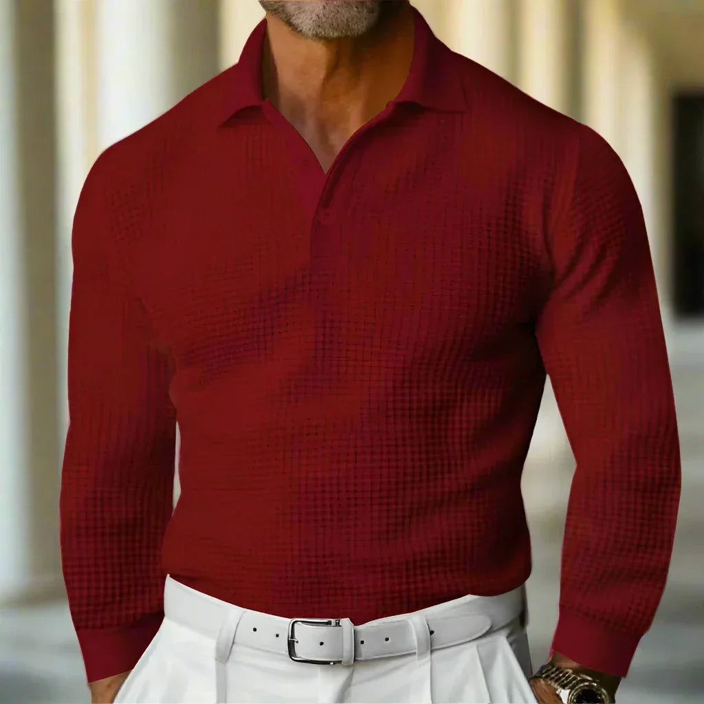 Charlie | Textured Polo Collar Mens Knitted Jumper