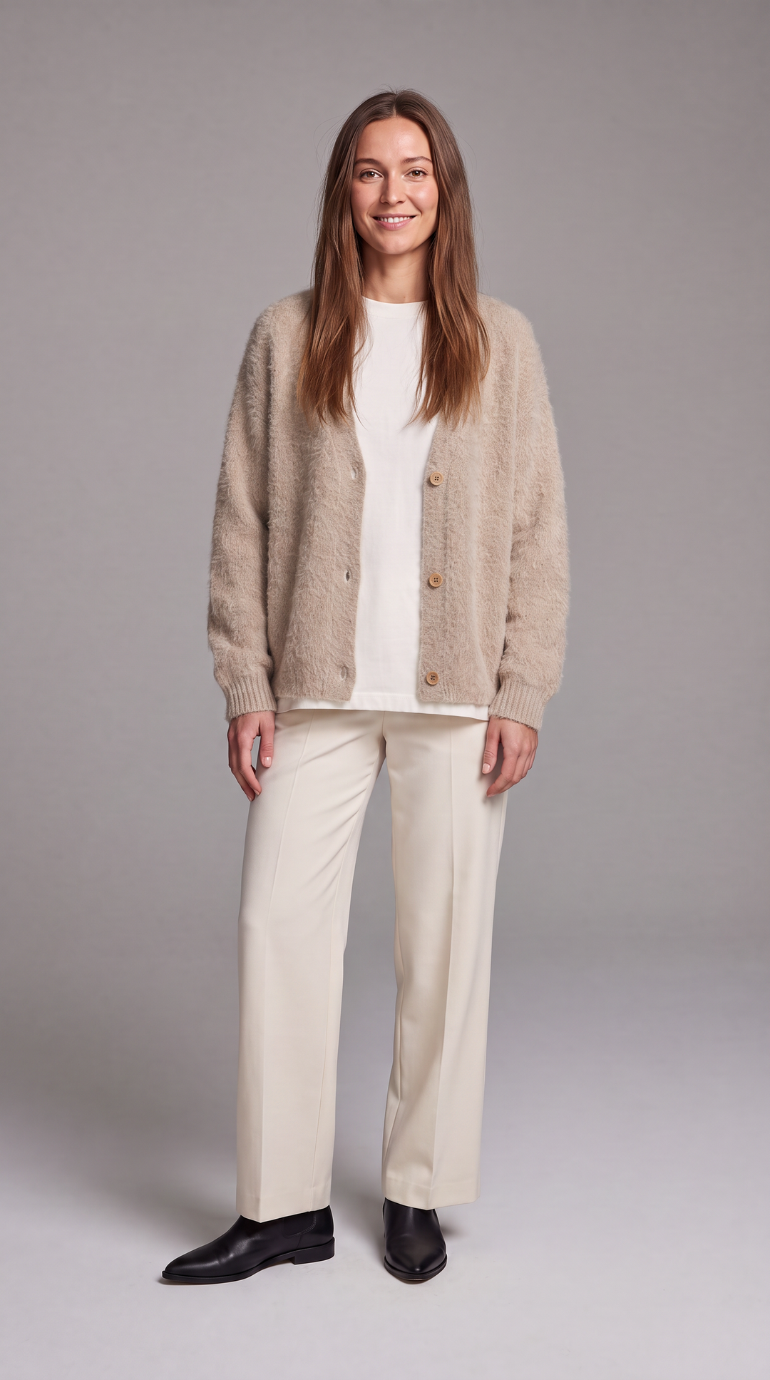 Charlotte | Polished Fluffy Knit Oversized Cardigan Jumper