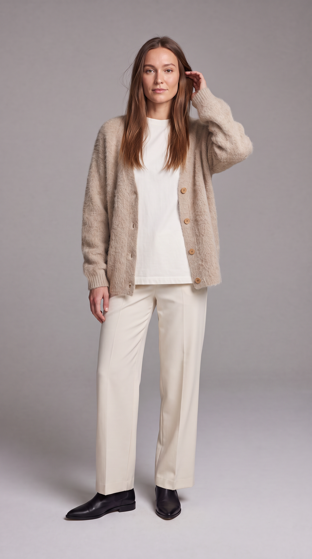 Charlotte | Polished Fluffy Knit Oversized Cardigan Jumper