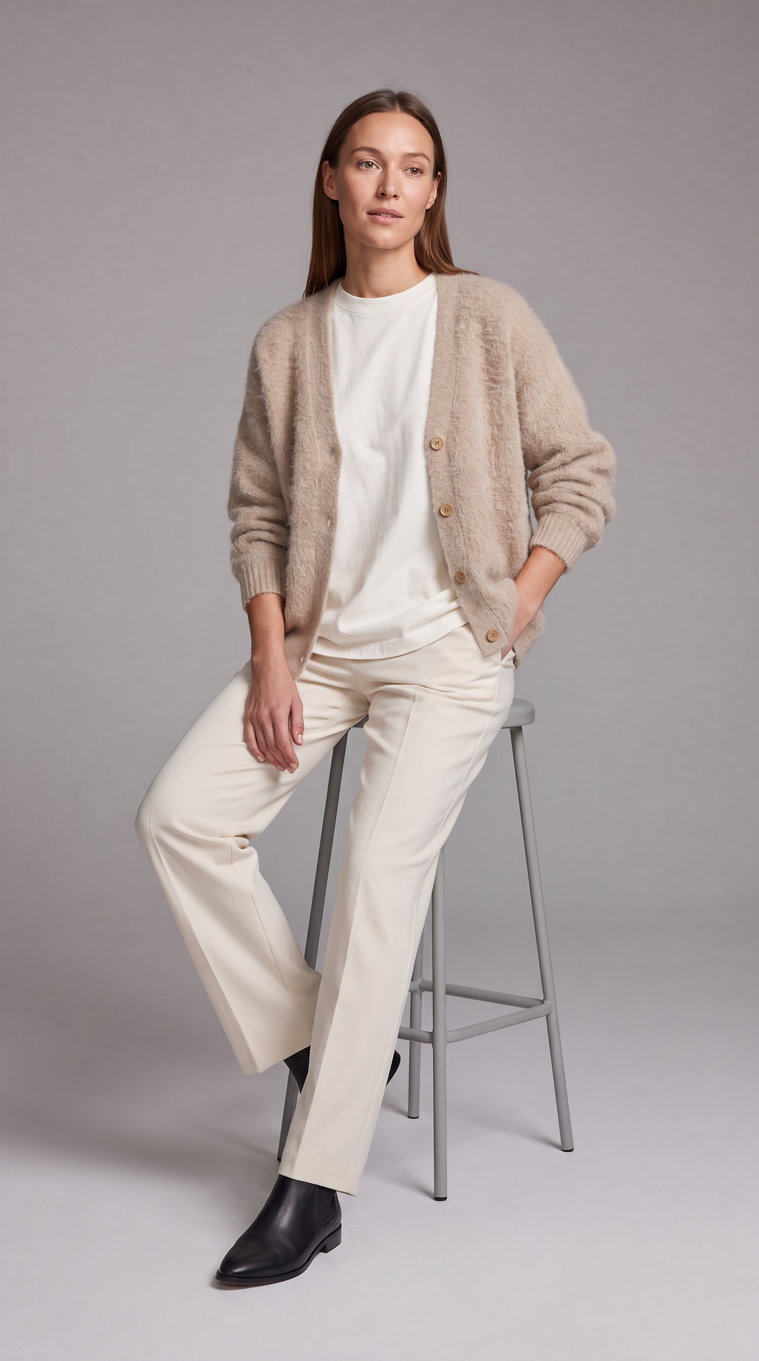 Charlotte | Polished Fluffy Knit Oversized Cardigan Jumper