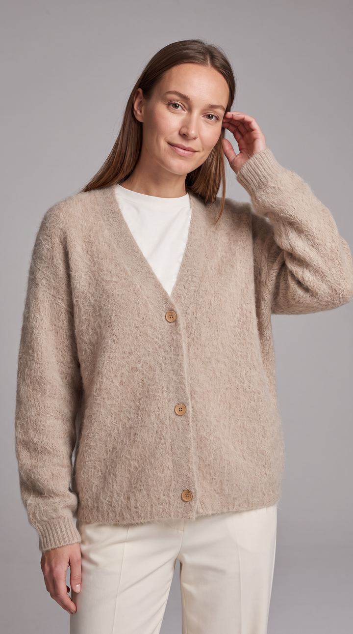 Charlotte | Polished Fluffy Knit Oversized Cardigan Jumper