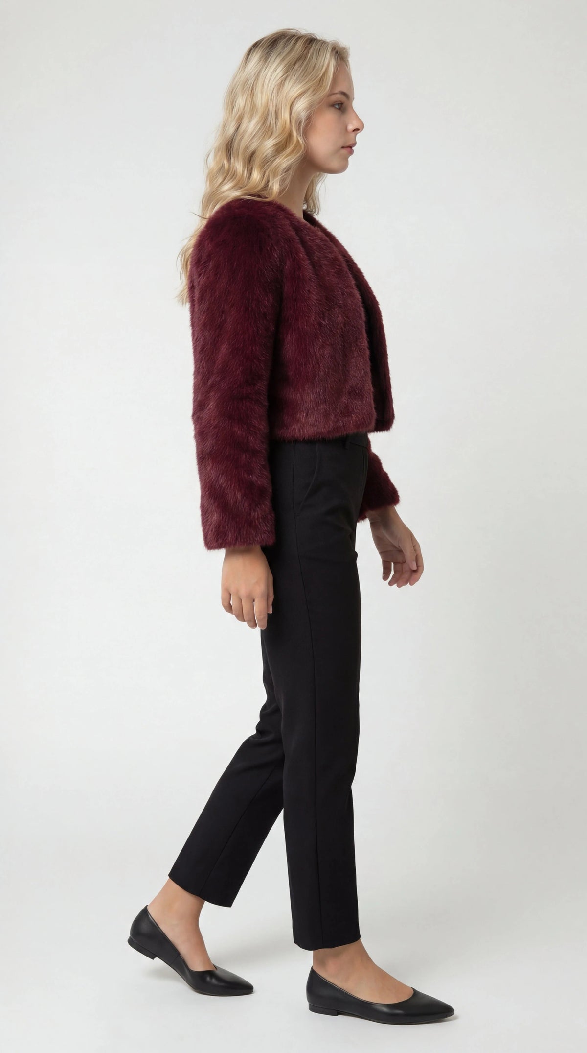 Chloe | Classic Cropped Fur Jacket with Open Front