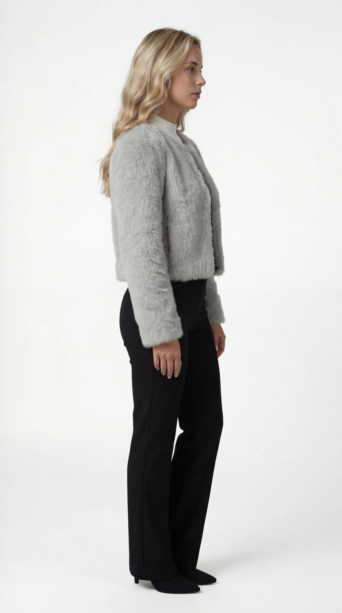 Chloe | Classic Cropped Fur Jacket with Open Front