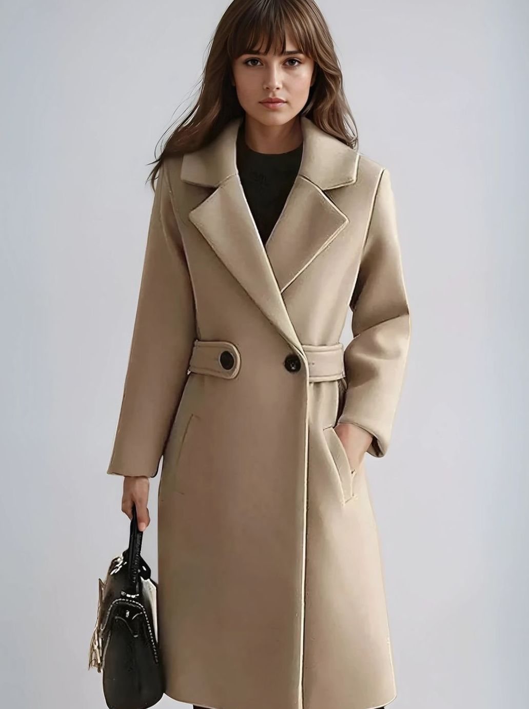 Chloe | Elegant Belted Longline Tailored Womens Coat