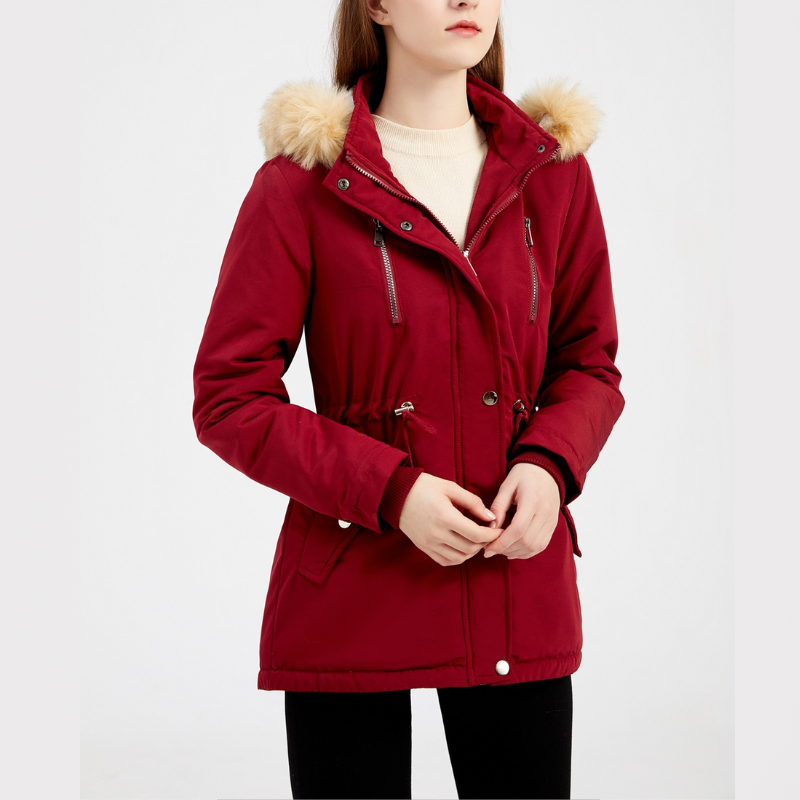 Chloe | Hooded Drawstring Waist Parka Winter Coat