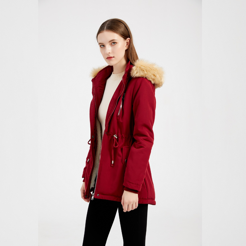 Chloe | Hooded Drawstring Waist Parka Winter Coat
