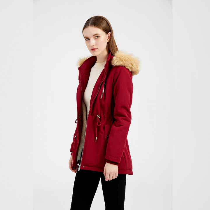 Chloe | Hooded Drawstring Waist Parka Winter Coat