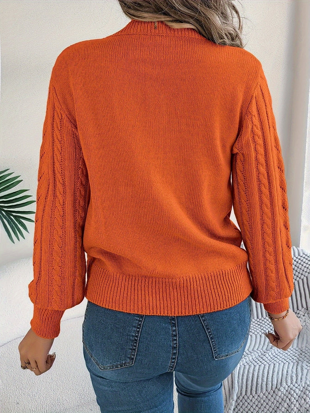 Chloe | Relaxed Cable Knit Openwork Womens Jumper