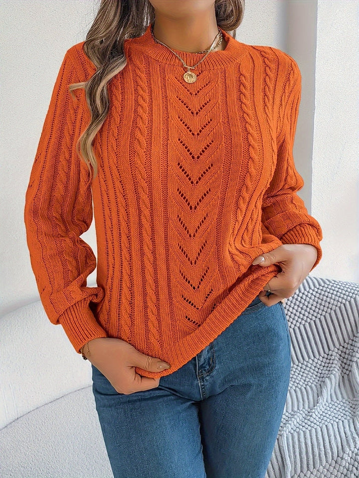 Chloe | Relaxed Cable Knit Openwork Womens Jumper