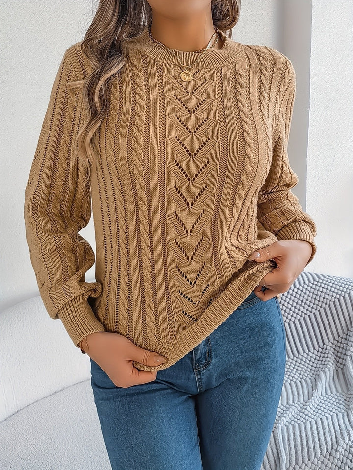 Chloe | Relaxed Cable Knit Openwork Womens Jumper