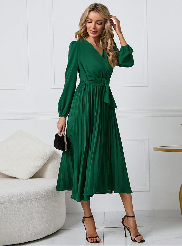 Chloe | Timeless Pleated Wrap Autumn Wedding Guest Midi Dress